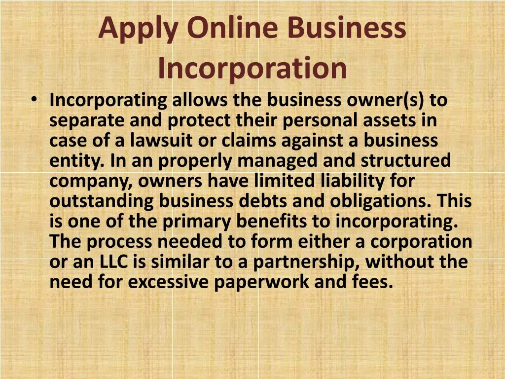 apply online business incorporation