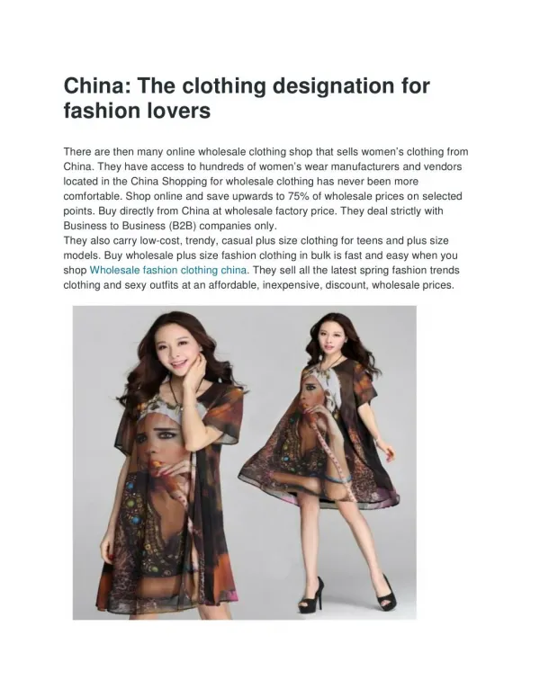 The clothing desination for fashion lovers