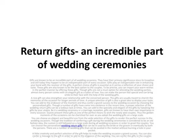 Wedding ReturnGifts