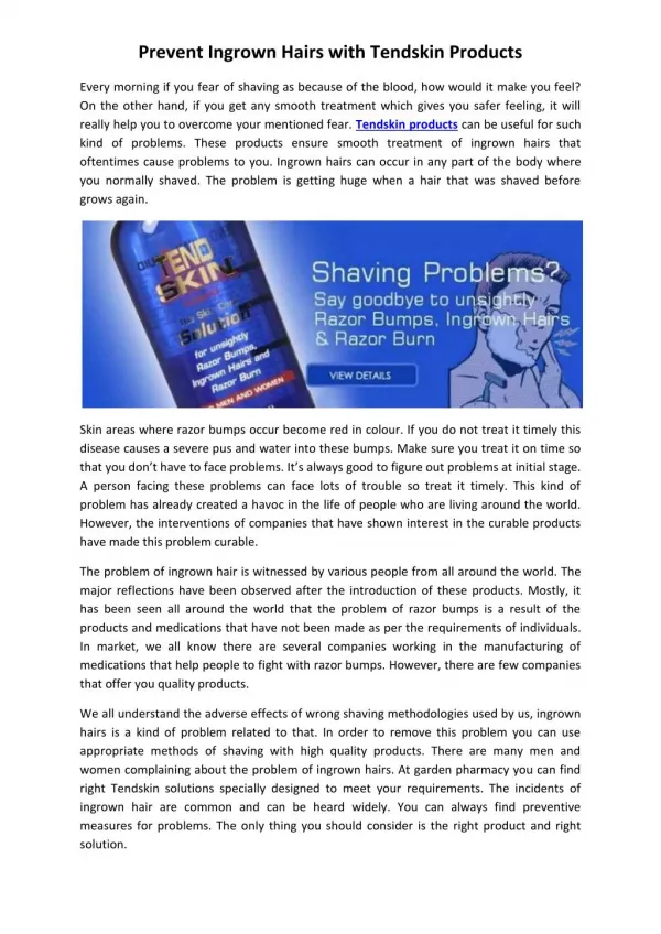 Prevent Ingrown Hairs with Tendskin Products