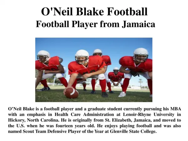O'Neil Blake Football Football Player from Jamaica