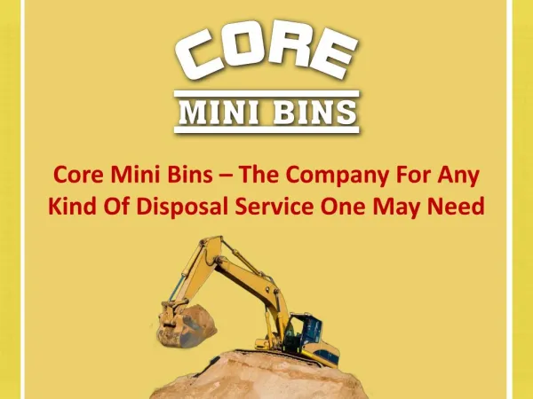The Company For Any Kind Of Disposal Service One May Need