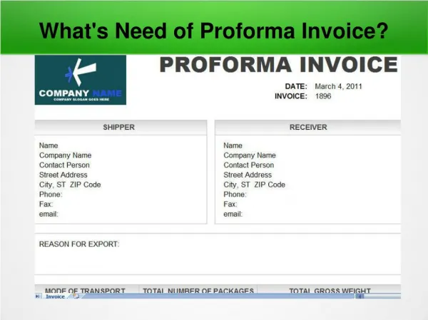 Proforma Invoice Format