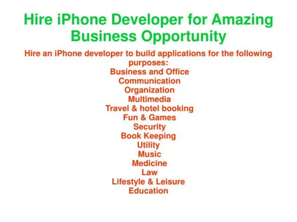 for business oportunities hire iphone developer