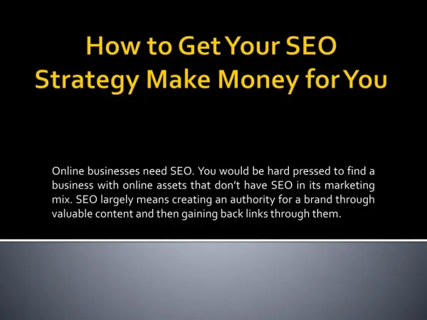 How to Get Your SEO Strategy Make Money for You
