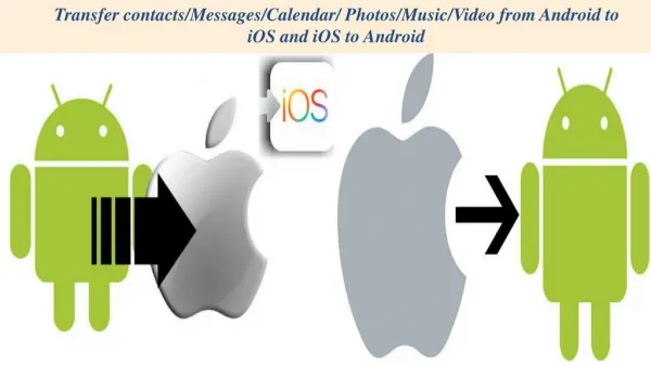 Transfer contacts/Messages/Calendar/ Photos/Music/Video from Android to iOS and iOS to Android