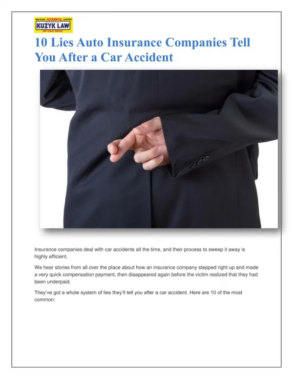 10 Lies Auto Insurance Companies Tell You After a Car Accident