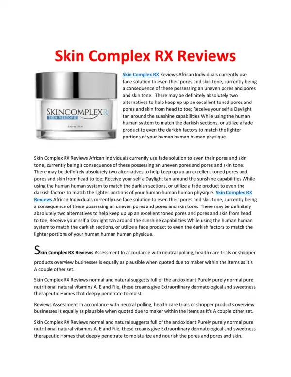 Skin Complex RX Reviews