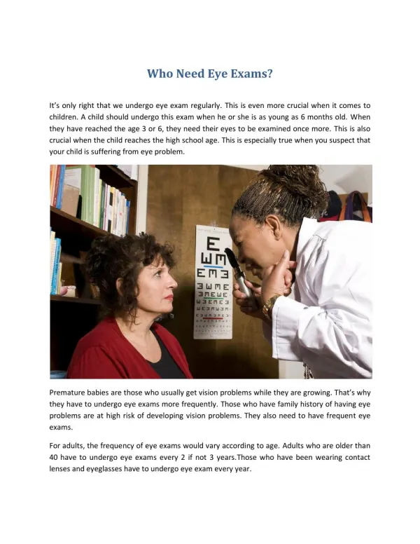 Eye Exam - Eye Checkup