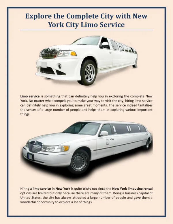 Explore the Complete City with New York City Limo Service