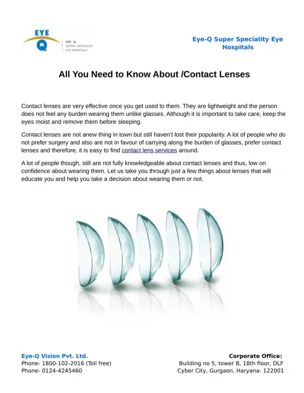 All You Need to Know About Contact Lenses