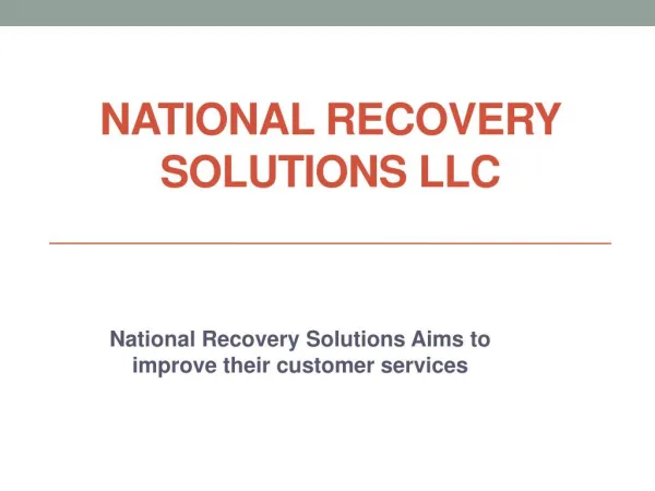 National Recovery Solutions LLC - Gives best customer services