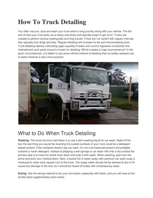 How to Truck Detailing