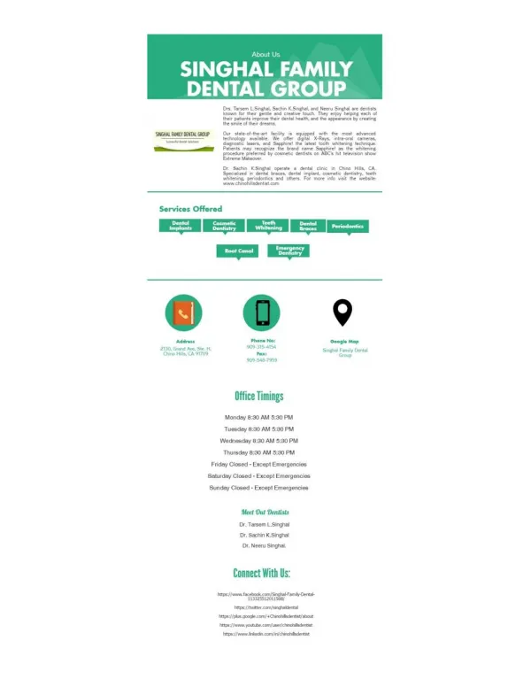 About - Singhal Family Dental Group