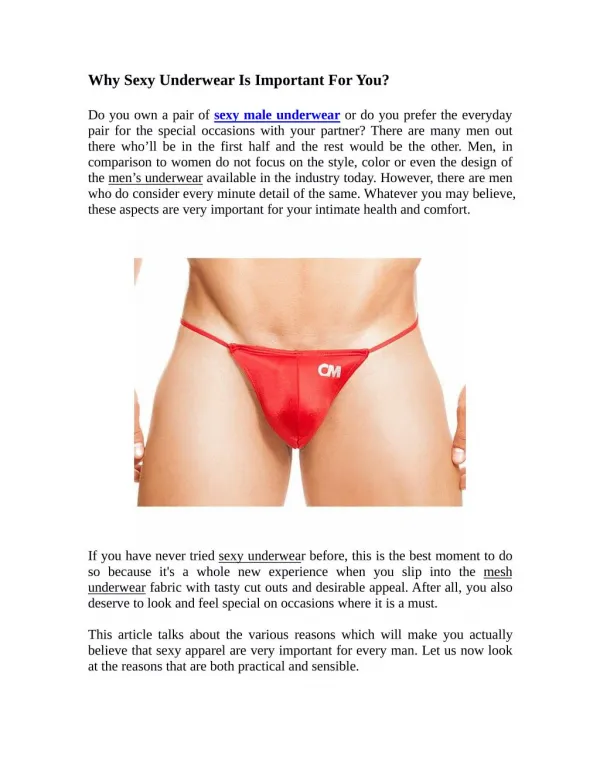 Why Sexy Underwear Is Important For You?