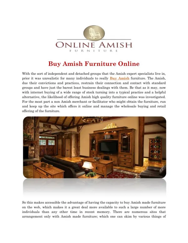 Buy Amish Furniture Online