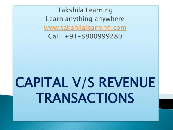 Capital Vs Revenue transactions