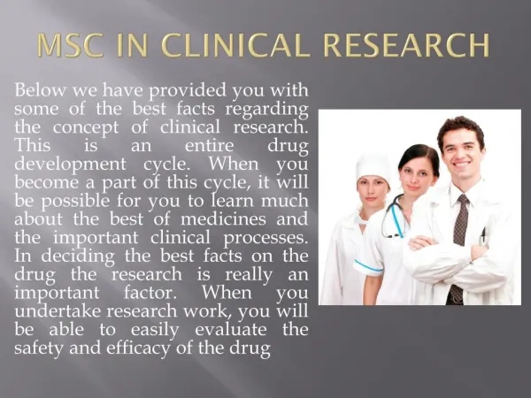 Msc in clinical Research For Bright Future