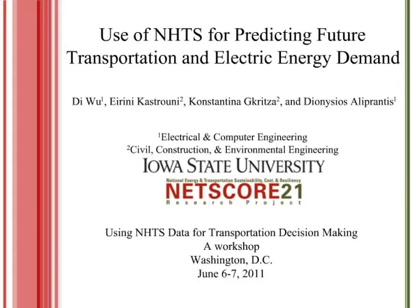 Use of NHTS for Predicting Future Transportation and Electric Energy Demand