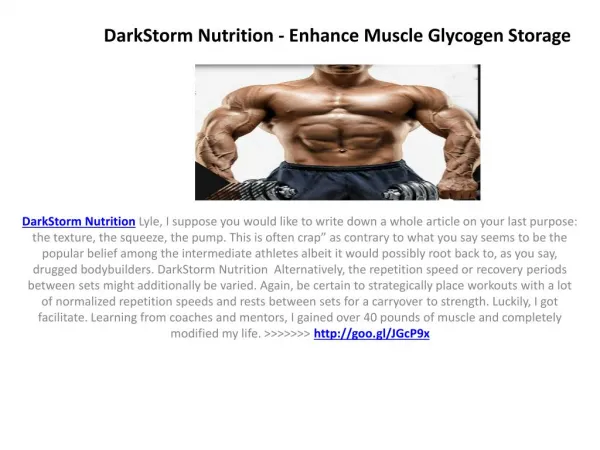 DarkStorm Nutrition - Improve the Life and rest Quality