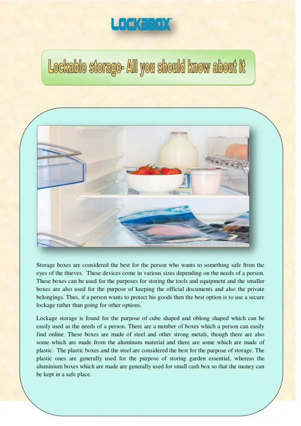 Lockable storage- All you Should Know About It