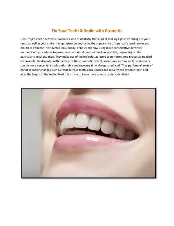 Fix Your Teeth & Smile with Cosmetic Dentistry