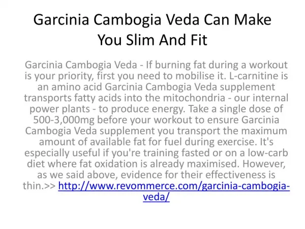 Garcinia Cambogia Veda Is The Best Weight Loss Supplement