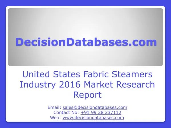 United States Fabric Steamers Market 2016-2021