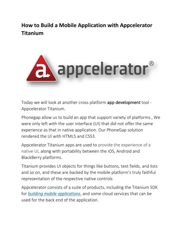 How to Build a Mobile Application with Appcelerator Titanium