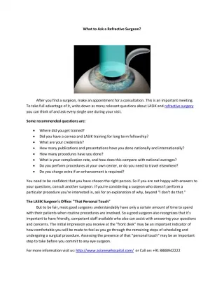 What to ask a refractive surgeon? - slide 1