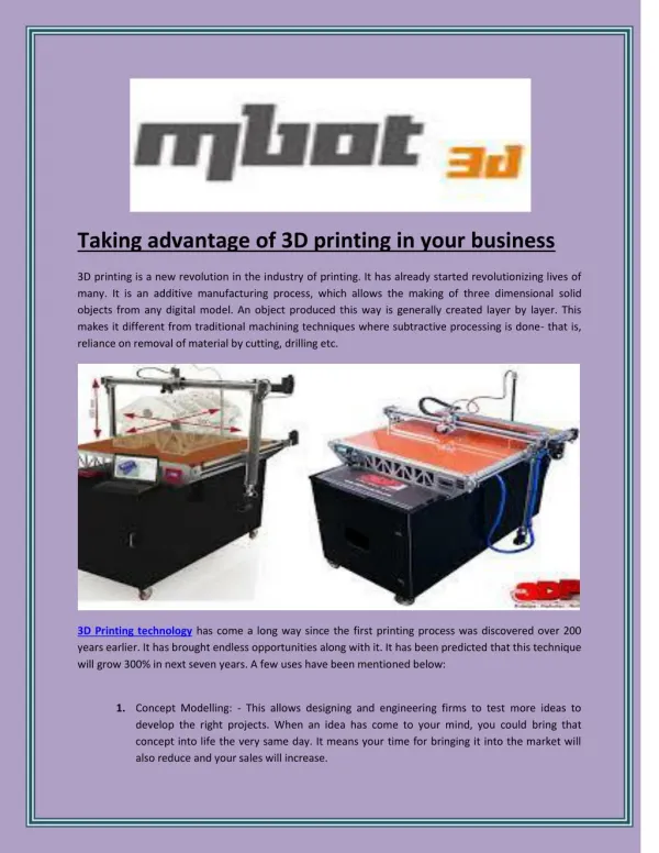 Taking advantage of 3D printing in your business