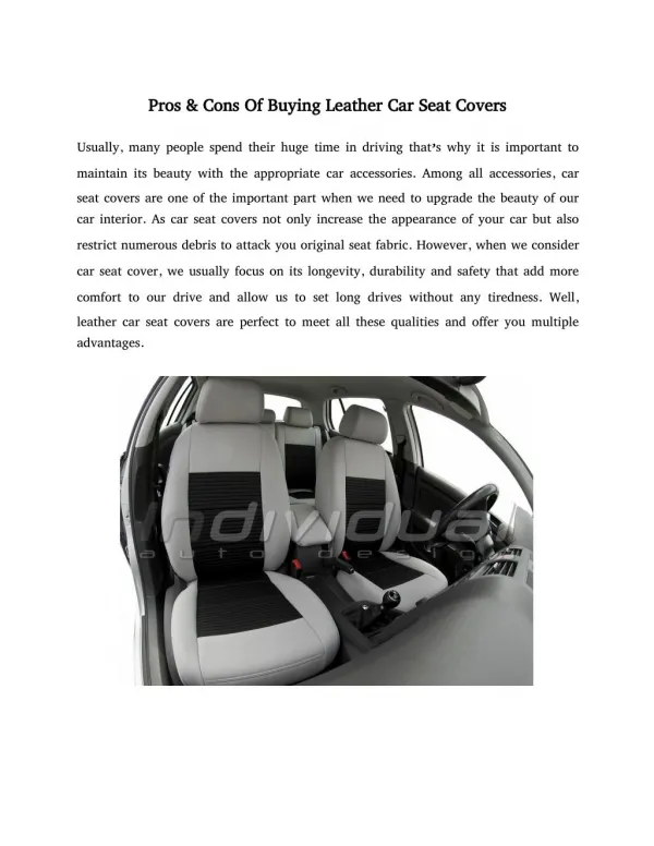 Pros Cons Of Buying Leather Car Seat Covers