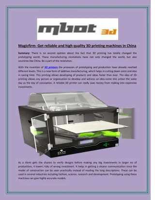 Magicfirm- Get reliable and high quality 3D printing machines in China - slide 1