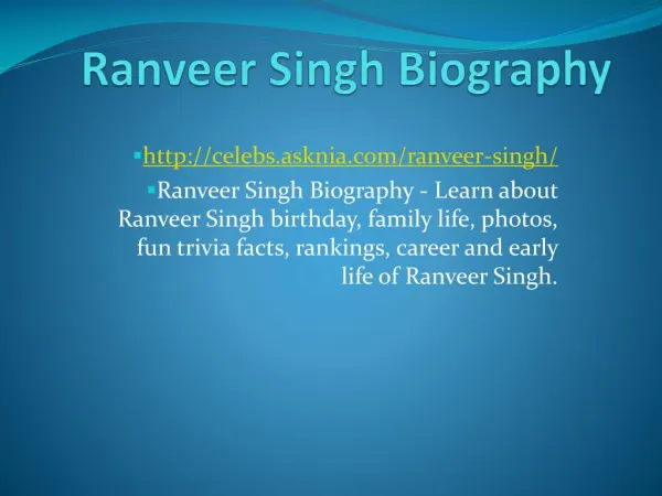 Ranveer Singh Biography | Biography Of Ranveer Singh