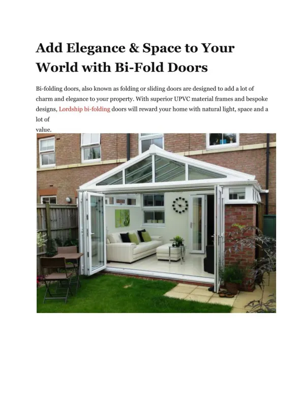 Add Elegance & Space to Your World with Bi-Fold Doors