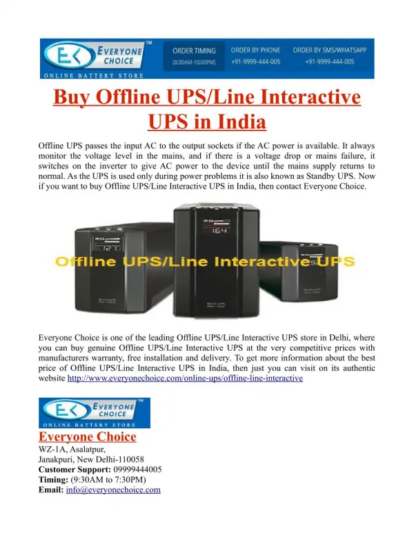 Buy Offline UPS/Line Interactive UPS in India