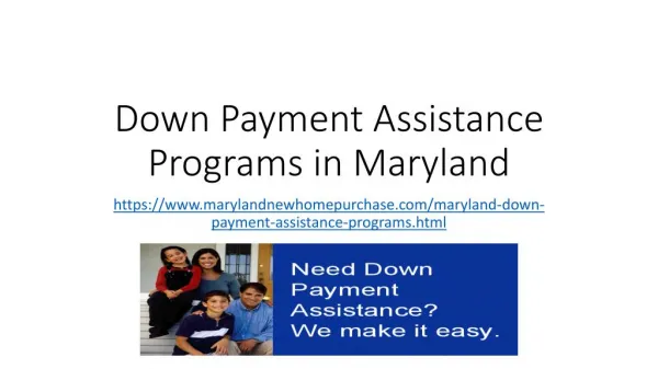 Maryland Down Payment Assistance Programs