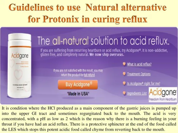 Guidelines to use Natural alternative for Protonix in curing reflux