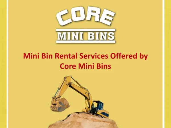 Mini Bin Rental Services Offered By Core Mini Bins