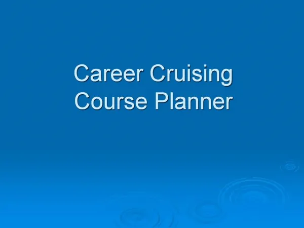 Career Cruising Course Planner
