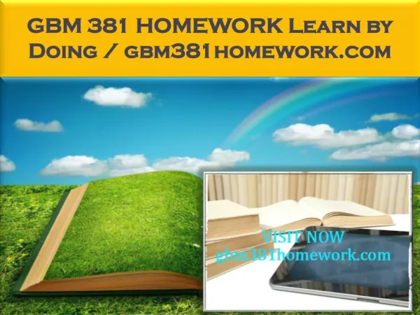 GBM 381 HOMEWORK Learn by Doing / gbm381homework.com