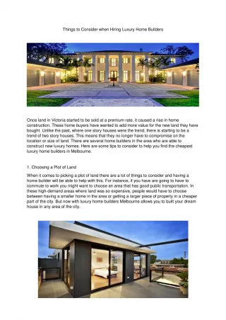 Things to Consider when Hiring Luxury Home Builders - slide 1