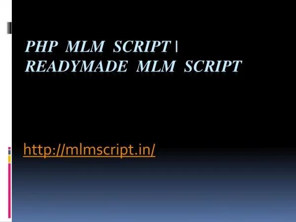 PHP MLM Script | Readymade MLM Script