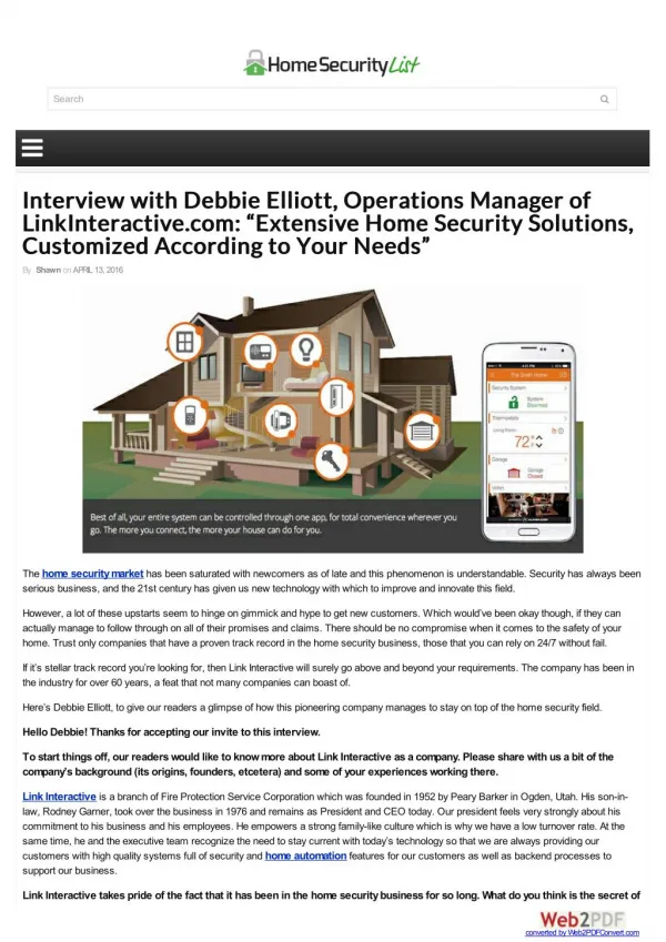 Interview with Debbie Elliott, Operations Manager of LinkInteractive.com: “Extensive Home Security Solutions, Customized