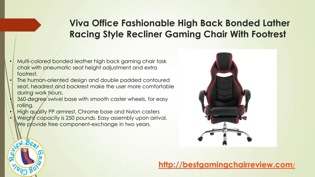 viva office fashionable high back bonded lather racing style recliner gaming chair with footrest