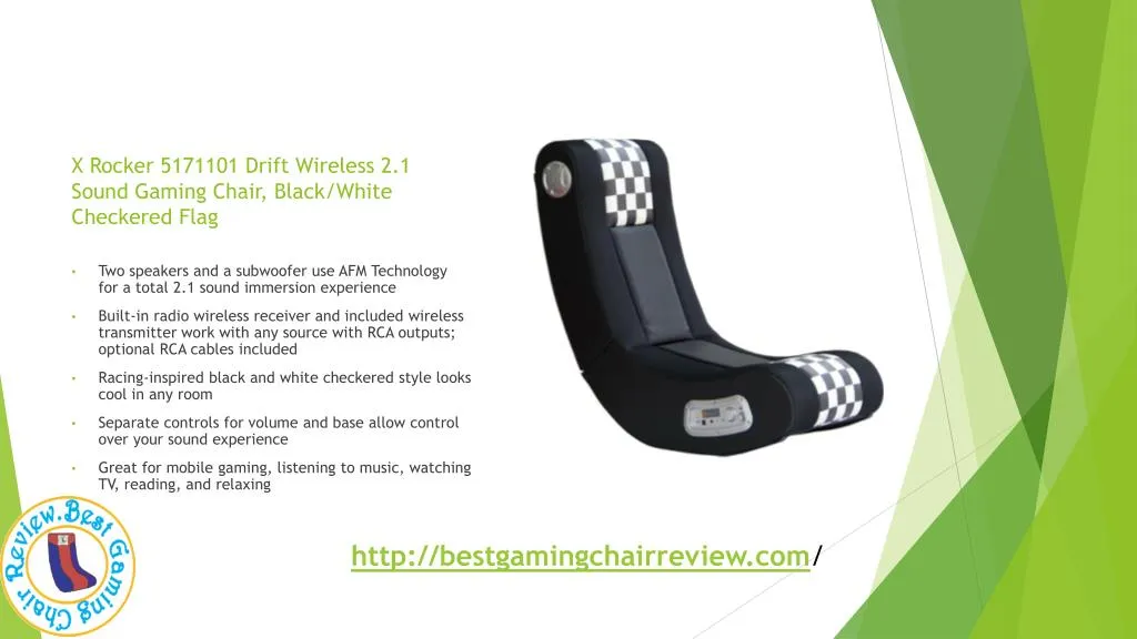 x rocker 5171101 drift wireless 2 1 sound gaming chair black white checkered flag