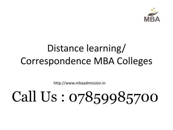 Distance learning/ Correspondence MBA Colleges