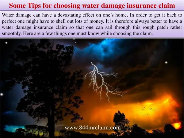 Some Tips for choosing water damage insurance claim