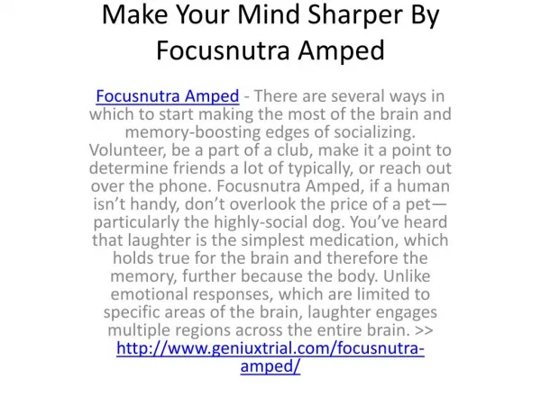 Focusnutra Amped - Try It Once And Look Results