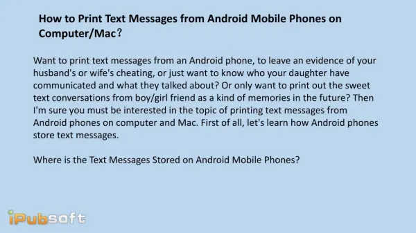 How to Print Text Messages from Android Mobile Phones on Computer Mac